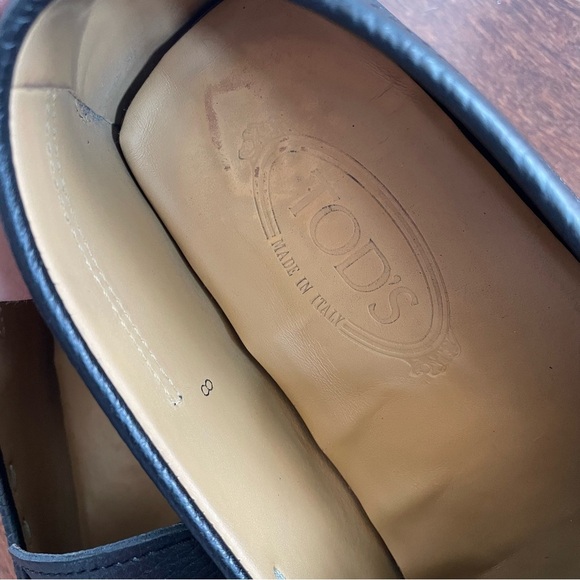 TOD’S Mens Black Pebbled Leather Penny Loafers Slip On Shoe Size 9 US - Picture 10 of 10